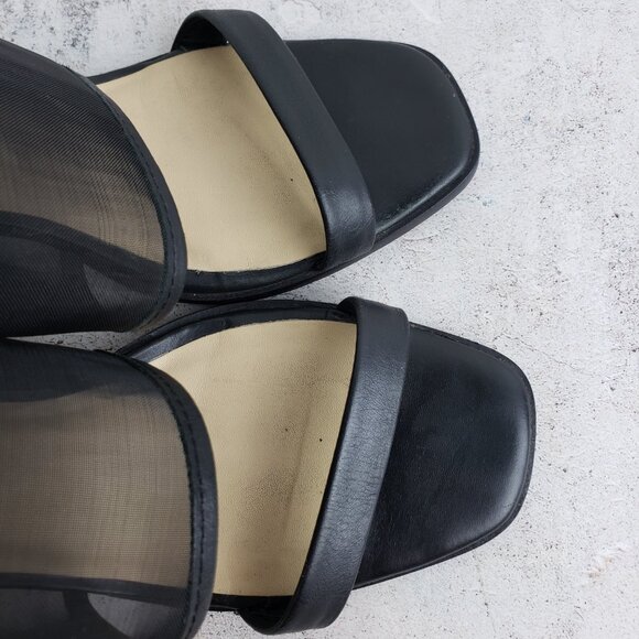 42 Gold Linx Black Leather Mesh Slide Sandals Heels size 7.5M Cocktail Evening - Picture 13 of 16